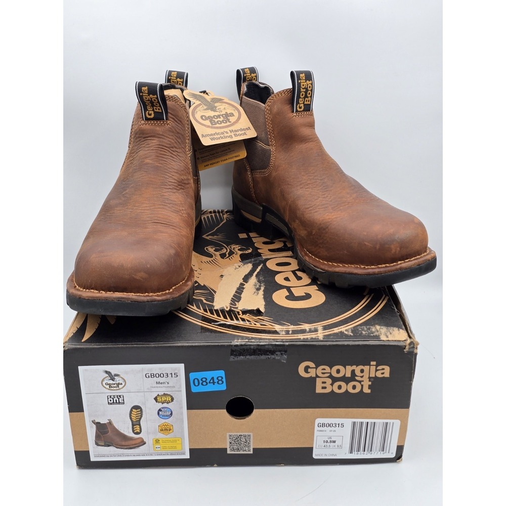 Georgia Boot Eagle One Waterproof Chelsea Work Boot Brown GB00315 Men's 10.5 W